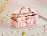 Art Craft Organizer Storage Box with 3 Layers Plastic Tool Box with Handle for Sewing Cosmetic Storage Box Portable Medicine Box Aimak Store
