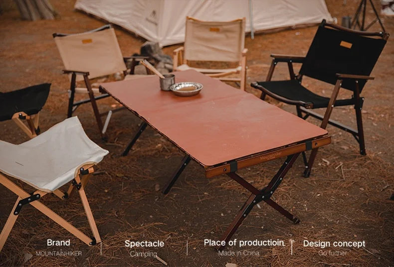 DZ Solid Wood Chicken Roll Table Kutuo Outdoor Folding Table Camping Table Beech Solid Wood Large Log Camping Chicken Roll Table Aimak Store