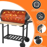 30-Inch Barrel Charcoal Grill with Warming Rack & Front Storage Basket, Outdoor BBQ Grill with 956 sq. in. Grilling Area Aimak Store