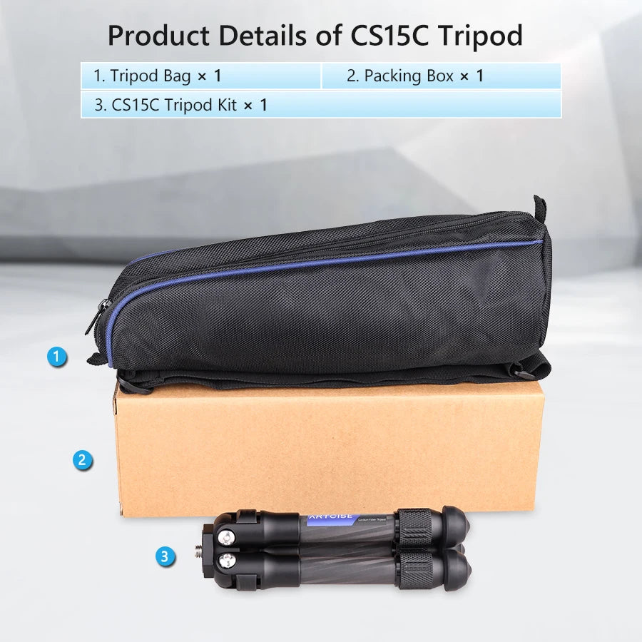 ARTCISE CS15C Carbon Fiber Compact Travel Portable Tabletop Mini Tripod with 360° Panorama Ballhead for DSLR Camera Mobile Phone Aimak Store