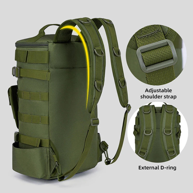 Tactical Fishing Backpack Tackle Bag with Rod Holders Fish Equipment Storage Molle Camping Hiking Outdoor Multifunctional Bag Aimak Store