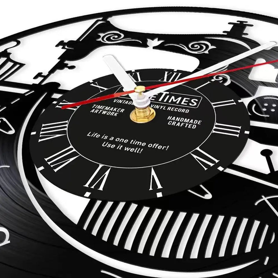Sewing Machine Customization Vinyl Record Wall Clock Quilting Room Decoration Logo Personalized Tailor Name Clock Tailor Gift Aimak Store