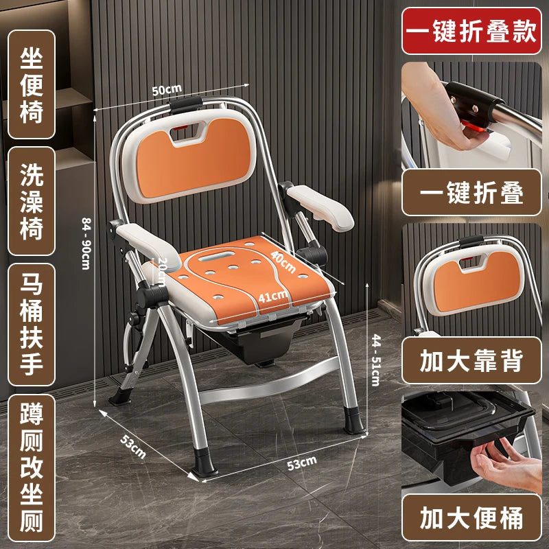 Bathroom Chair for Elderly with Backres Folding Shower Seat for Safety Non-Slip Locking Ideal for Senior Citizen Pregnant Women Aimak Store