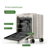 New Front Opening Lid Suitcase Multifunctional Mini Luggage Aluminium Frame 18/20 Boarding Box Trolley Case Cabin Bag Aimak Store