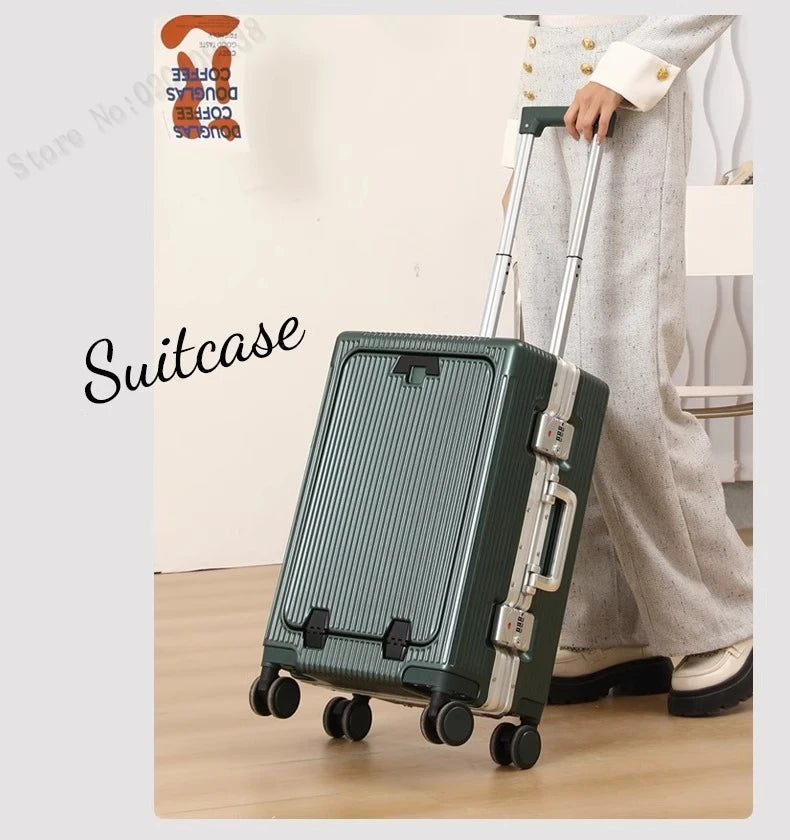 New Front Opening Suitcase Cabin Trolley Case 20/24/26/28 inch Aluminum Frame Large Capacity Luggage usb Charging TSA Lock Aimak Store