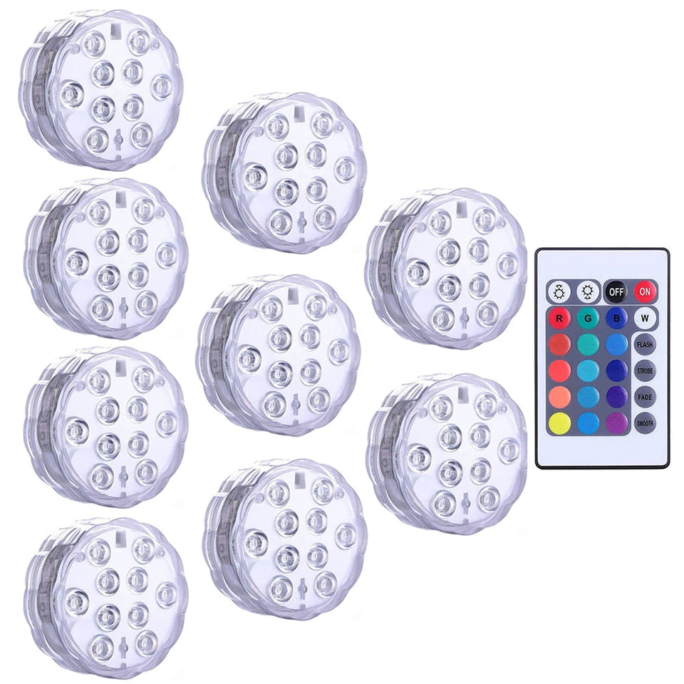 10 LEDs Submersible Light with Remote Control Underwater Night Lamp for Pool Vase Bowl Wedding Party Decoration Underwater Light Aimak Store