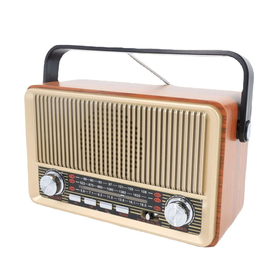 Portable Wooden Retro Bluetooth Speaker Radio FM / AM / SW  Card TF USB MP3 Music Player Aimak Store