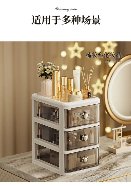 Stackable Desktop Storage Box with Dustproof Drawer Office Desk Storage Box Cosmetic Box Stationery Supplies Debris Storage Rack
