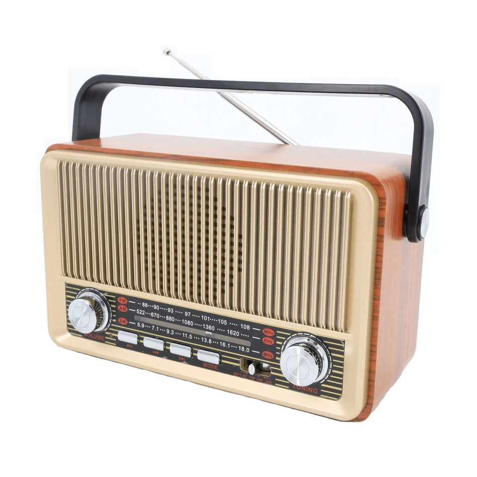 Portable Wooden Retro Bluetooth Speaker Radio FM / AM / SW  Card TF USB MP3 Music Player Aimak Store