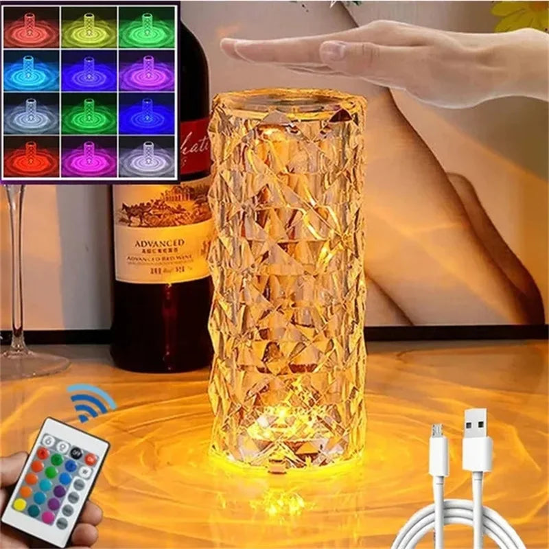 3/16 Colors Crystal Rose Table Lamp LED Rose Light Decoration Remote Control Romantic Diamond Atmosphere Light USB Night Light Aimak Store