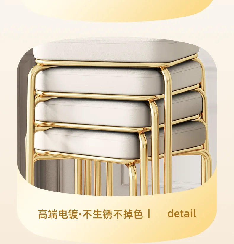 Simple and Luxurious Stackable Square Stool Enlarged and Thickened Round Stool Dirt Resistant Technology Cloth Stool Aimak Store