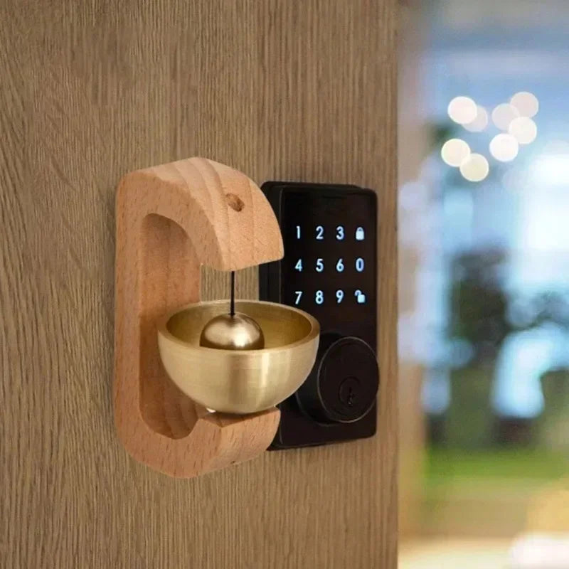 Brass Wind Chimes Wireless Doorbell Solid Wooden Doorbell Magnetic  Wireless Jingle Bell Entrance Door Bell Pendant Home Decor Aimak Store