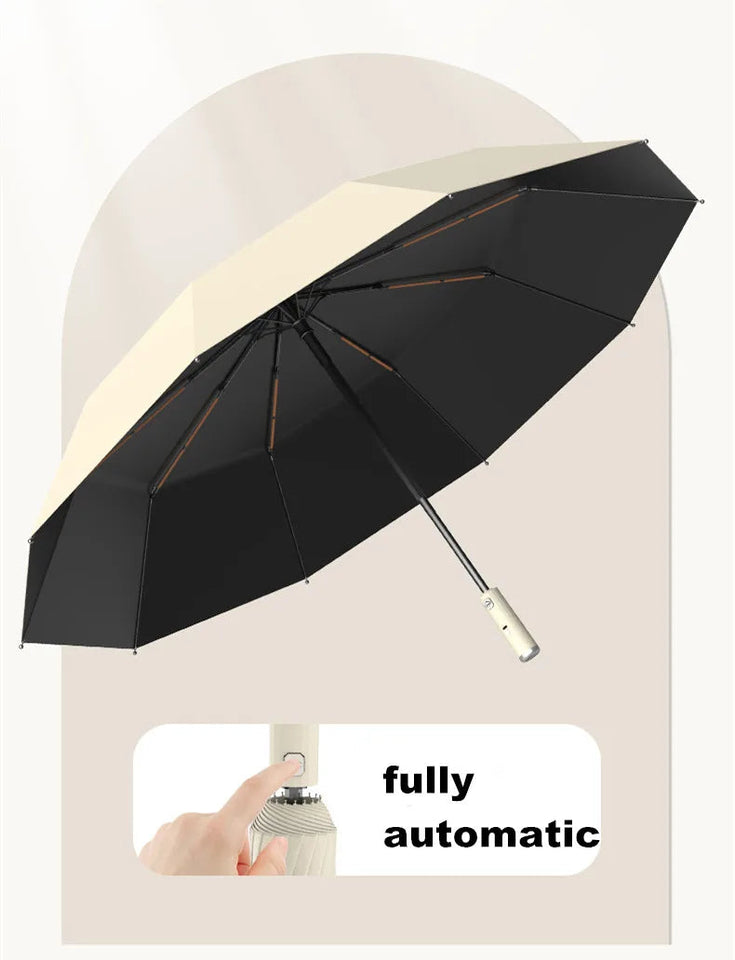 Folding Umbrella with Fan USB Charge Cool Ultra-light Parasol Black Coating Sun-resistant Umbrellas with Gift Box Aimak Store
