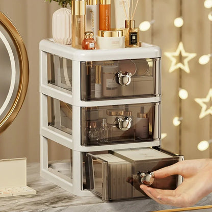 Stackable Desktop Storage Box with Dustproof Drawer Office Desk Storage Box Cosmetic Box Stationery Supplies Debris Storage Rack