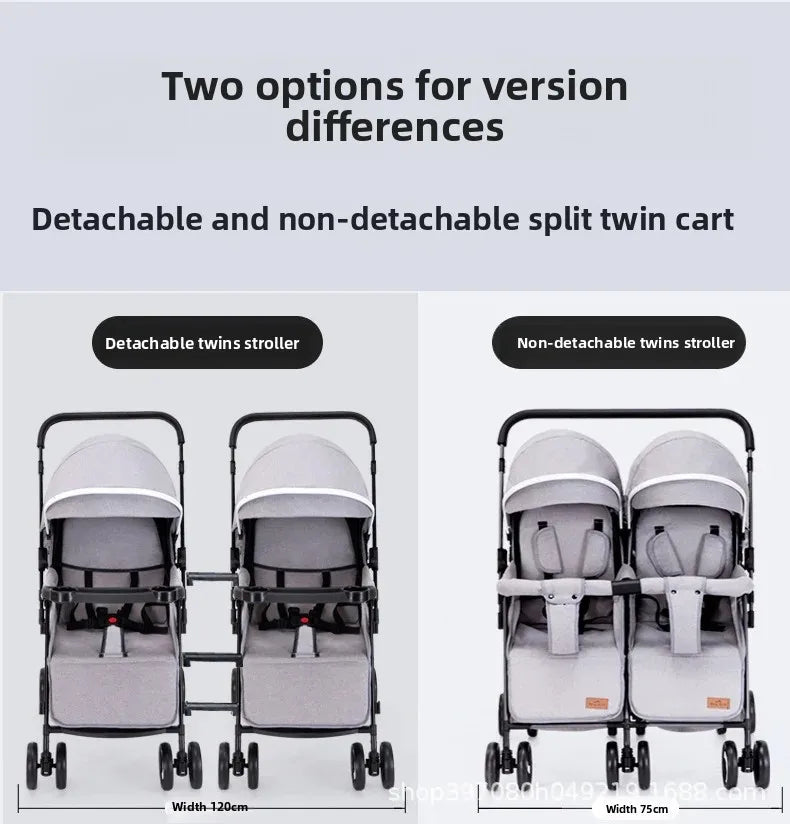 Twin Baby Stroller Can Sit and Lie Down Lightweight Stroller Two Children Outdoor Skate Baby Gods Double Seat Folding Stroller Aimak Store