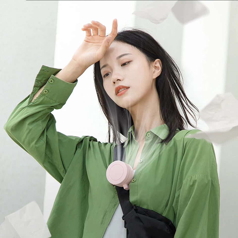 Mini Clip Fan Hanging Waist Neck Fan Girl Electric Air Cooling Fan 900mah USB Leafless Fan 3 Speeds Portable Cooler Air Aimak Store