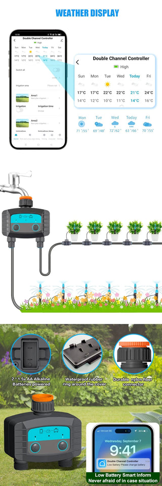 1PCS Tuya Smart Sprinkler Timer ,Dual Bluetooth Garden Hose Watering System, Outdoor Water Timer for Garden Hoses,Programmable Aimak Store