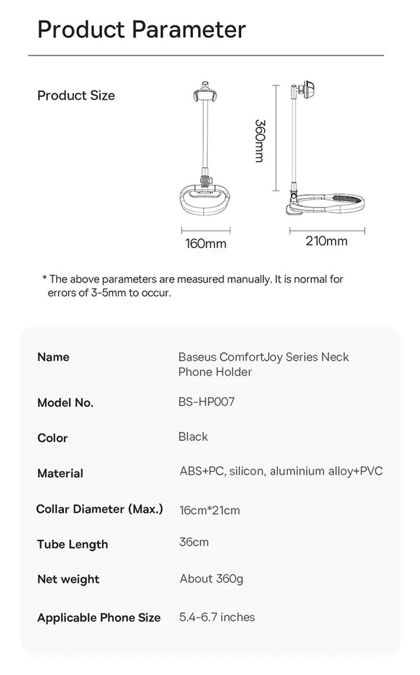 Baseus Flexible Universal Neck Phone Holder Hanging Neck Lazy Necklace Cell Phone Desk Mount Bracket for iPhone 16 15 14 Pro Max Aimak Store