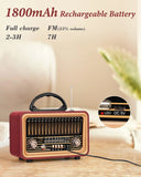 Classical Retro Radio FM/AM/SW Radio Receiver Bluetooth Speaker MP3 Music Player USB/TF Card/AUX Rechargeable 1800mAh battery Aimak Store