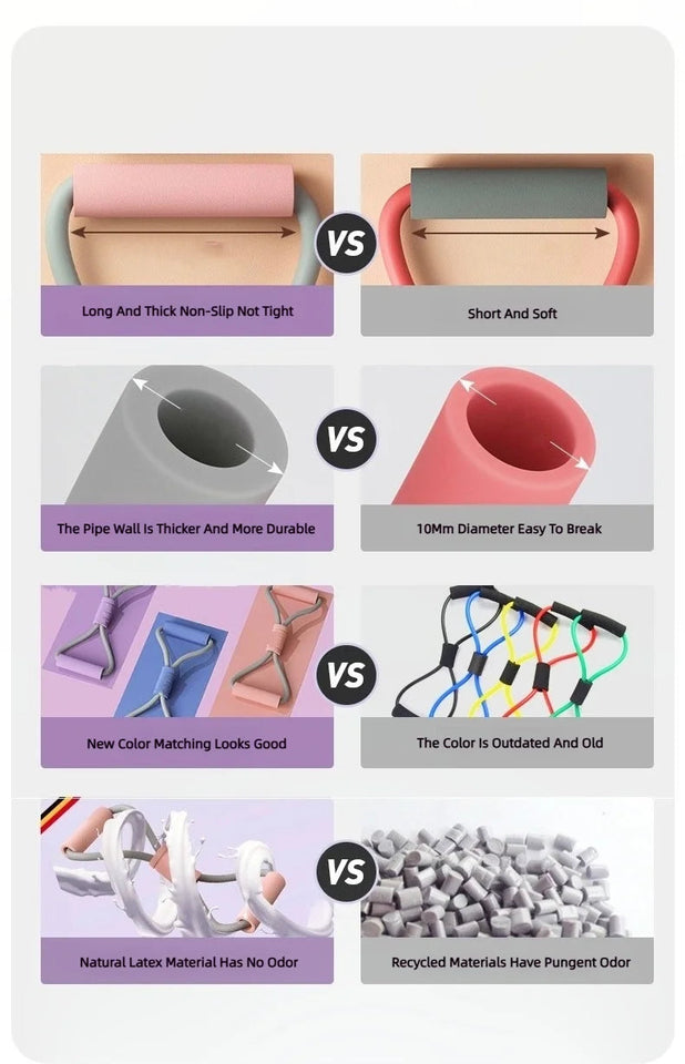 8 Tensioner Yoga Bands Exercise Stretch Itness Equipment Figure Elastic Pull Rope For Slimming Multi-Function Straps Band Aimak Store