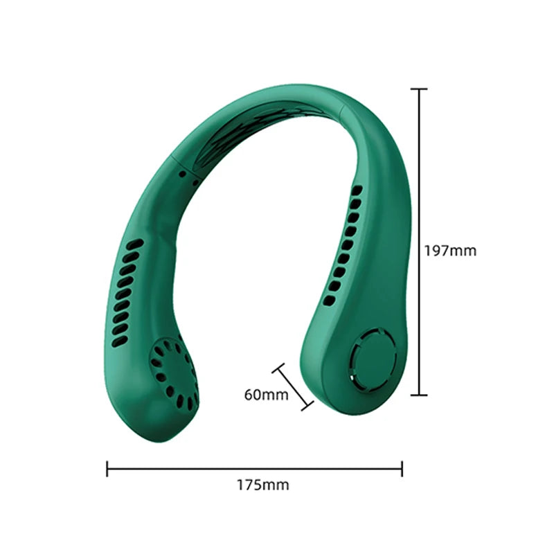 New Mini Neck Fan Portable Bladeless Hanging Neck 1200mAh Rechargeable Air Cooler 3 Speed Mini Summer Sports Fans Aimak Store
