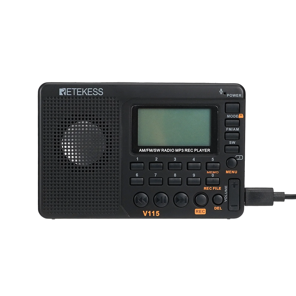 Retekess V115 Radio FM AM SW Portable Radios AM FM Rechargeable Shortwave Radio Battery Powered Full Waves USB Recorder For Gift Aimak Store