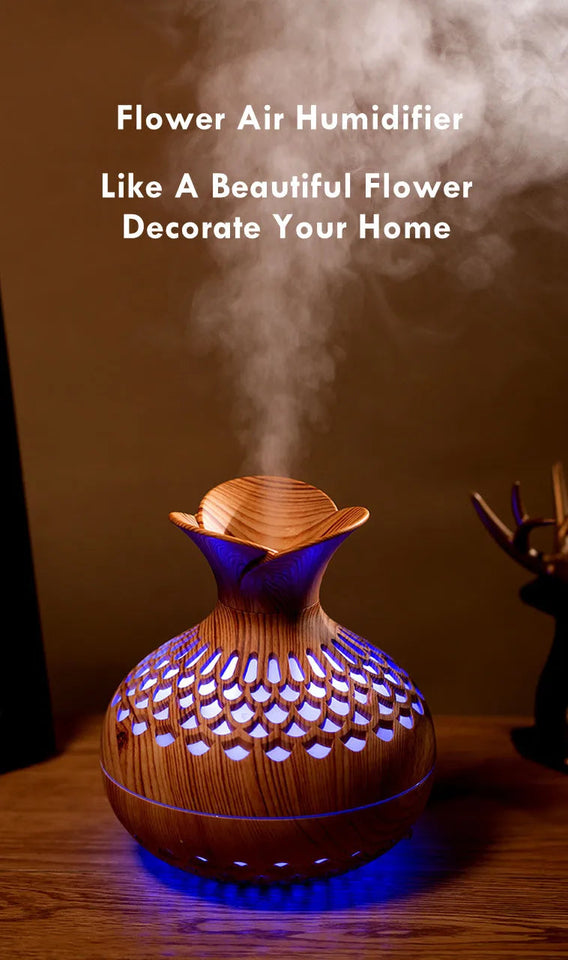 300ml USB Air Humidifier, Mini Humidifier Desktop Humidifier, Hollow Vase Shape Humidifier With Colorful Night Lights Aimak Store