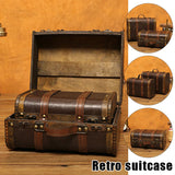 Antique style Wooden Storage Box Medieval Suitcase Treasure Chest Necklaces Art Collection Jewelry Organizer Gift Box With Lock Aimak Store