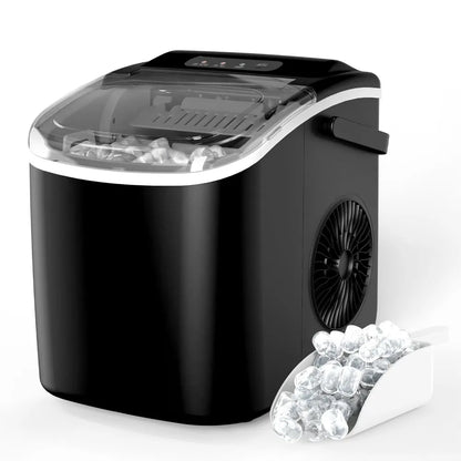 Ice Maker for Countertop, 9 Ice Cubes Ready in 6 Mins, 26lbs Ice/24Hrs, with Self-Cleaning Feature, Ice Spoon and Basket