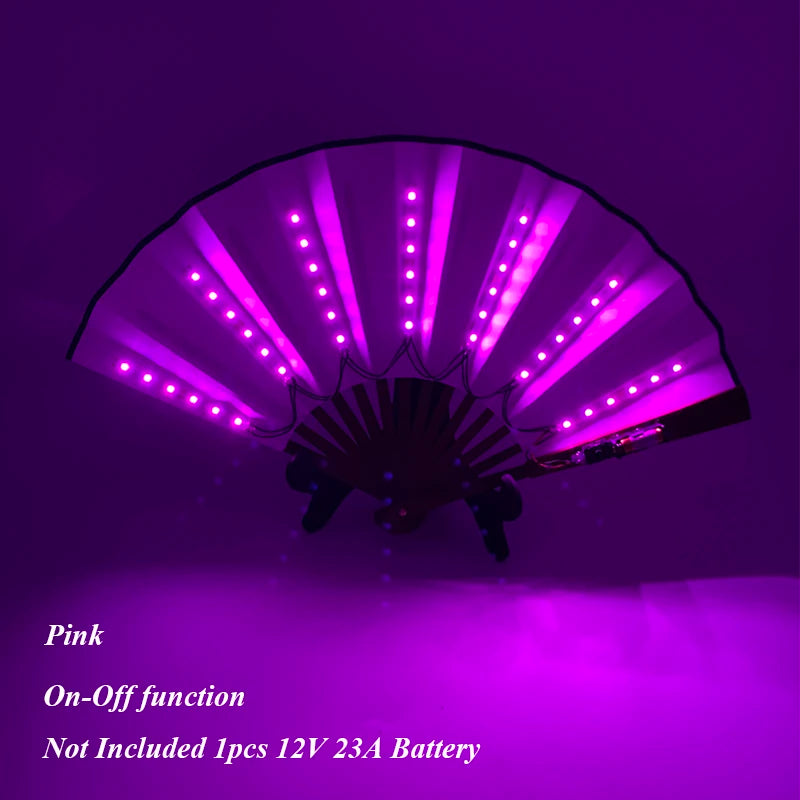 Luminous Folding LED Fan Dancing Light Fan Flashing For Night Music Show Rave Festival Accessories Glowing In The Dark Party Aimak Store