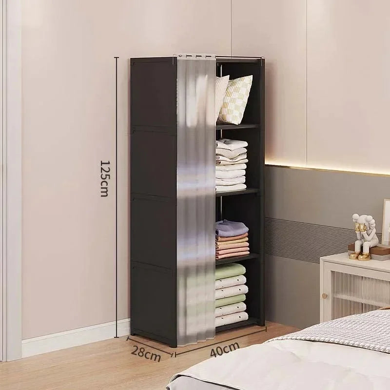 Multi-layer Clothes Storage Rack Dustproof Wardrobe Large Capacity DIY Storage Organizer Multilayer Cabinet Furniture Curtains Aimak Store