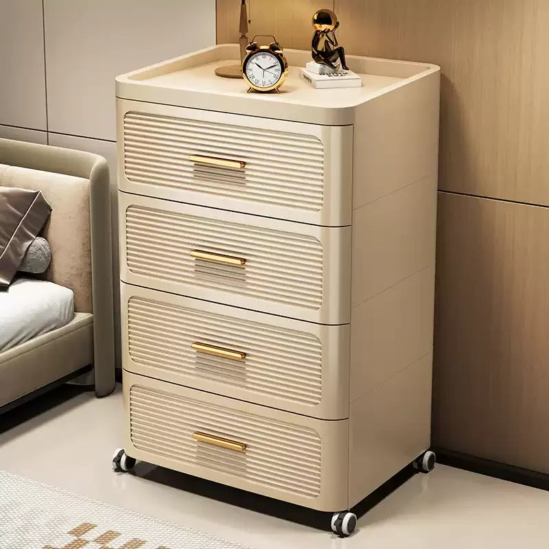 Modern Minimalist Nightstand with Drawers|Faux Wood Bedside Storage Cabinet Movable Bedroom Organizer Space-Saving HomeFurniture Aimak Store