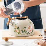 3L Whistling Kettle Teapot Floral Enameled Universal Teapot Water Kettle Large Capacity Thickened Coffee Pot Aimak Store
