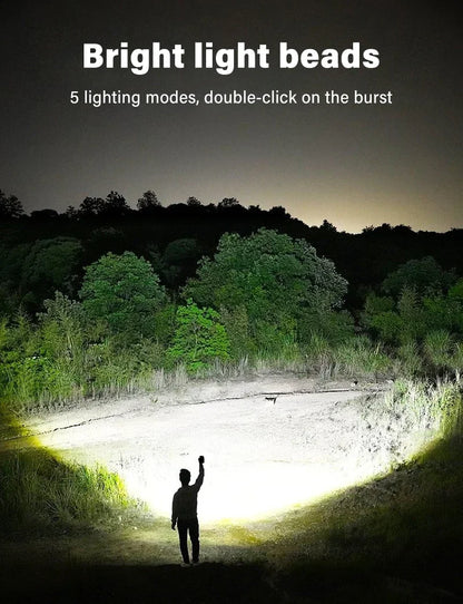 Solar Powered LED Handheld Light Super Bright Work Searchlight Waterproof Outdoor Camping Portable Hiking Flashlight