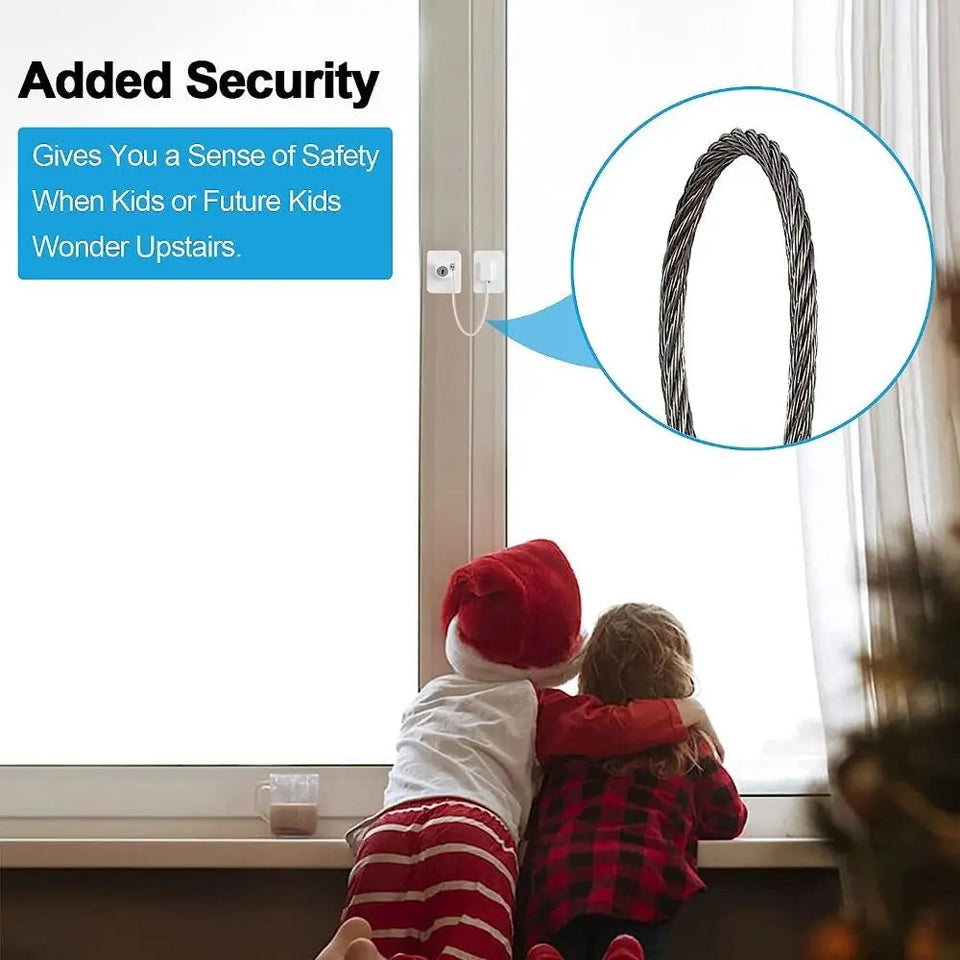 Self Adhesive Window Safety Lock Child Window Cable Restrictor Lock with 2 Keys No Drilling Easy To Use Refrigerator Door Lock Aimak Store