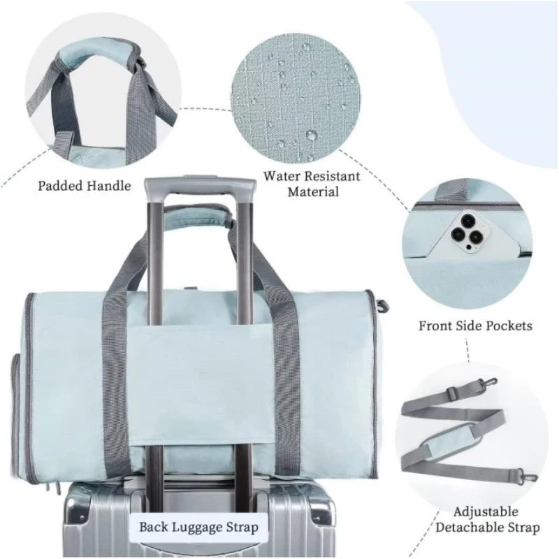 Travel Bag Foldable Waterproof Handbag Large Capacity Shoulder Pack Weekender Carry On Luggage Duffel with Shoe Pocket Gym Bags Aimak Store