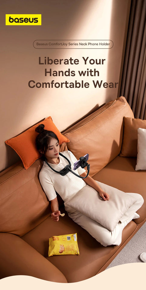 Baseus Flexible Universal Neck Phone Holder Hanging Neck Lazy Necklace Cell Phone Desk Mount Bracket for iPhone 16 15 14 Pro Max Aimak Store