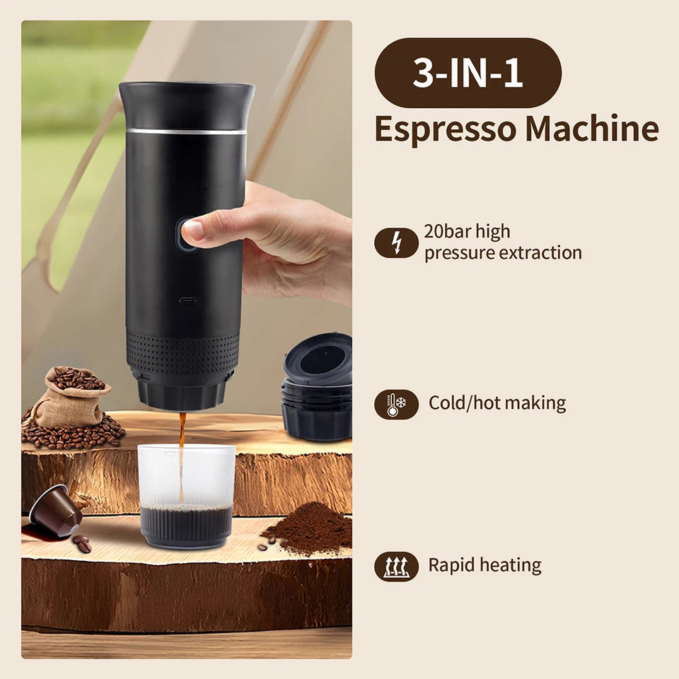 3-in-1 Portable Coffee Maker Espresso Coffee Maker For Car Home Camping Travel Capsule Powder Automatic Coffee Maker Aimak Store
