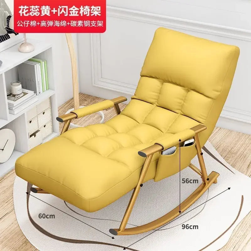 Rocking Chair Folding Nordic Balcony Lazy Chair Adult Leisure Technology Cloth Rocking chairs Sofa Bedroom Garden Lounge Seat Aimak Store