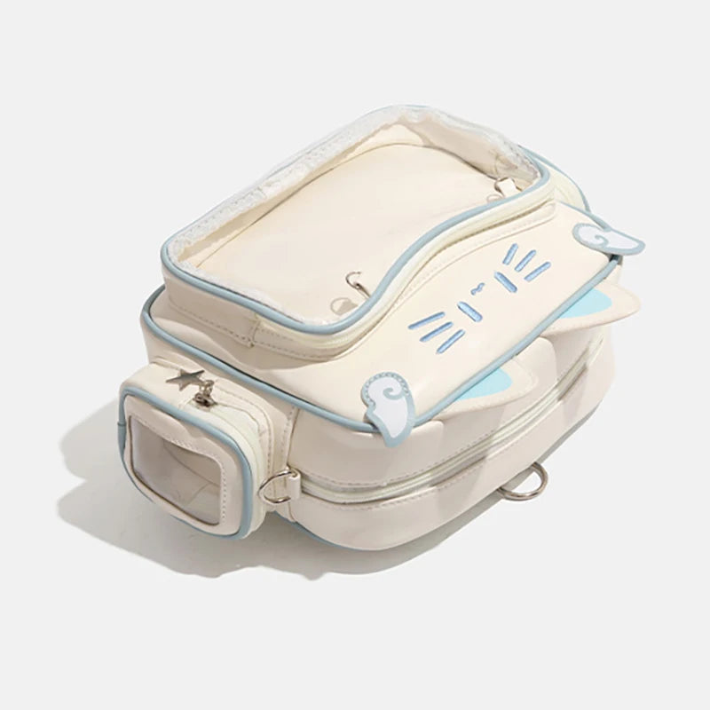 Y2K Ita Bag Cat PU Backpack – Foldable, Adjustable Strap, Secure Zipper, Preppy Style Cute Schoolbag Aimak Store