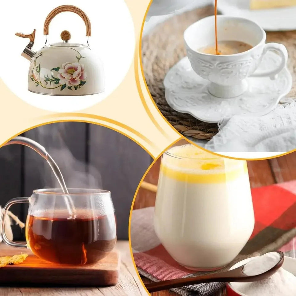 3L Whistling Kettle Teapot Floral Enameled Universal Teapot Water Kettle Large Capacity Thickened Coffee Pot Aimak Store