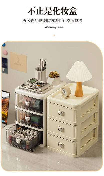 Stackable Desktop Storage Box with Dustproof Drawer Office Desk Storage Box Cosmetic Box Stationery Supplies Debris Storage Rack