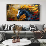 Abstract Black Gold Horse Print Canvas Painting, Modern Textured Running Horse Poster Wall Art, For Living Room Decor, No Frame Aimak Store