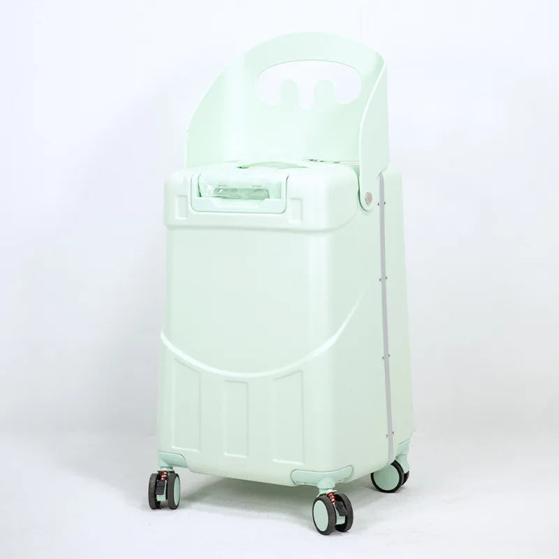 2025 New Suitcase with Seat for Kids Front Open Lid Suitcases on Wheels Kids Trolley Luggage Aluminium Frame 20/22 inch Aimak Store