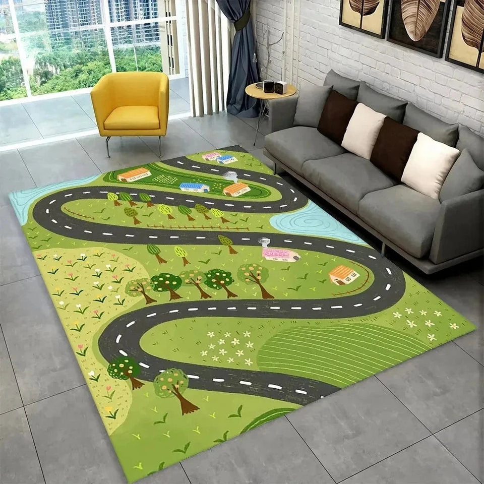 Child Playmat Highway City Traffic Playroom Area Rug Large Carpet Rug for Living Room Bedroom Decor Kids Play Non-slip Floor Mat Aimak Store