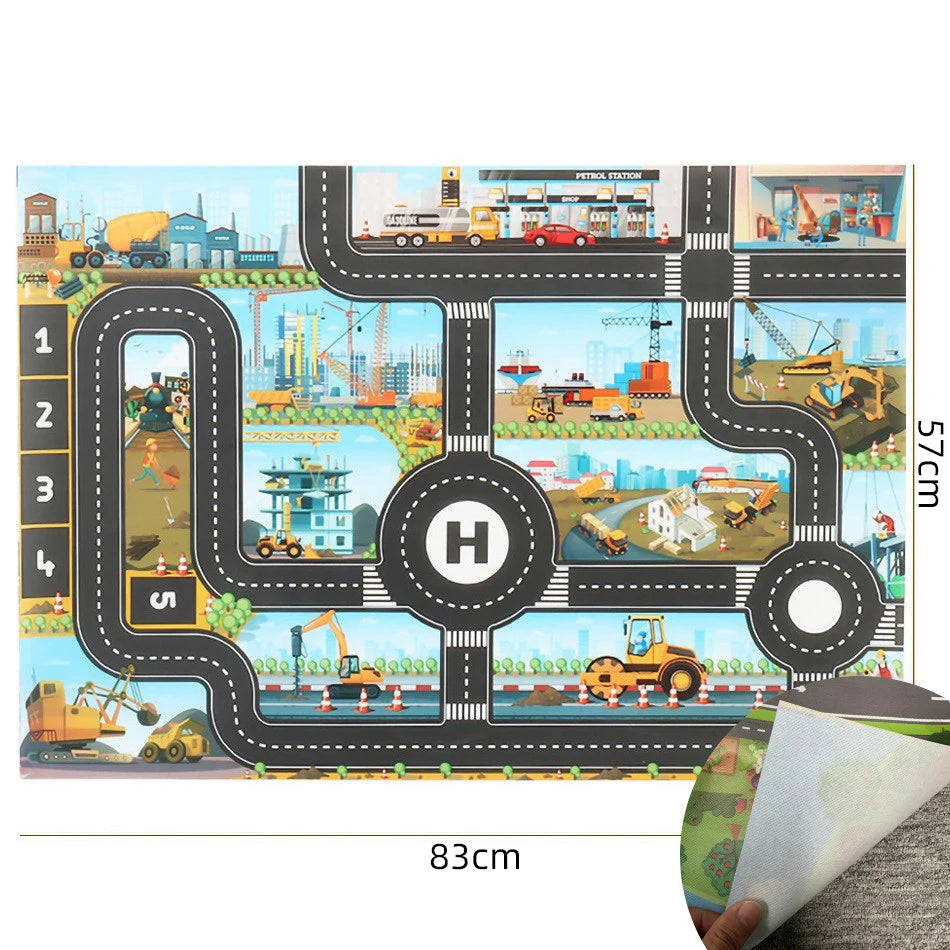 Children Playmat Activity Surface Waterproof Map Kids Animal Road Toy Baby Dinosaur Road Portable Carpet Farm Road Non-Toxic Mat Aimak Store