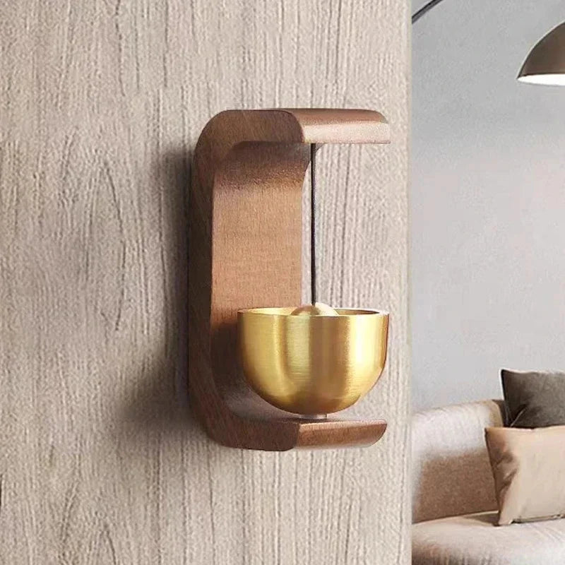 Brass Wind Chimes Wireless Doorbell Solid Wooden Doorbell Magnetic  Wireless Jingle Bell Entrance Door Bell Pendant Home Decor Aimak Store