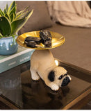 Creative Pug Statue Storage Tray Cute Dog Key Candy Snack Storage Plate Animal Sculpture Ornaments Office Tabletop Decor муравьи Aimak Store