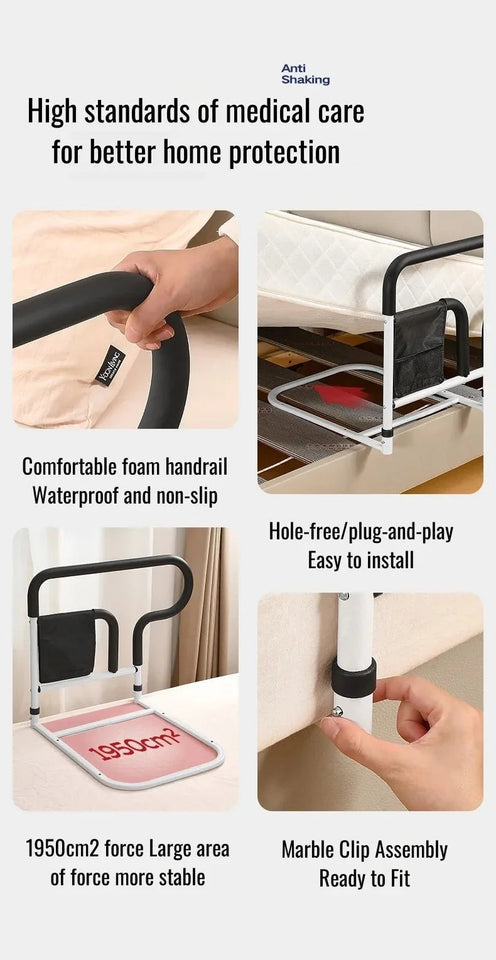 Bedside Guardrail for Elderly/Pregnant Women, Stainless Steel Bed Side Rail Protection Device, Adult Bed Handrail for Most Bed Aimak Store