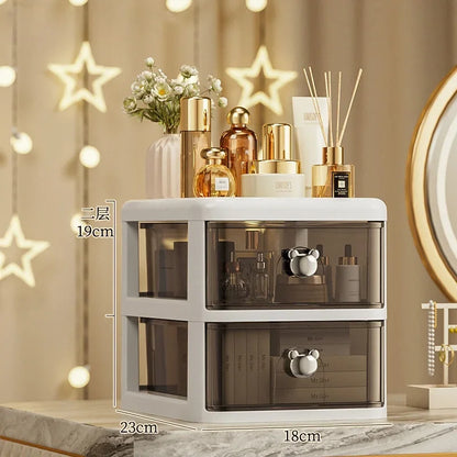 Stackable Desktop Storage Box with Dustproof Drawer Office Desk Storage Box Cosmetic Box Stationery Supplies Debris Storage Rack